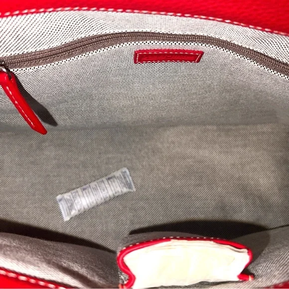 NWT Dooney & Bourke Red Pebble Grain Double Pocket Tote - RETIRED - Picture 9 of 15